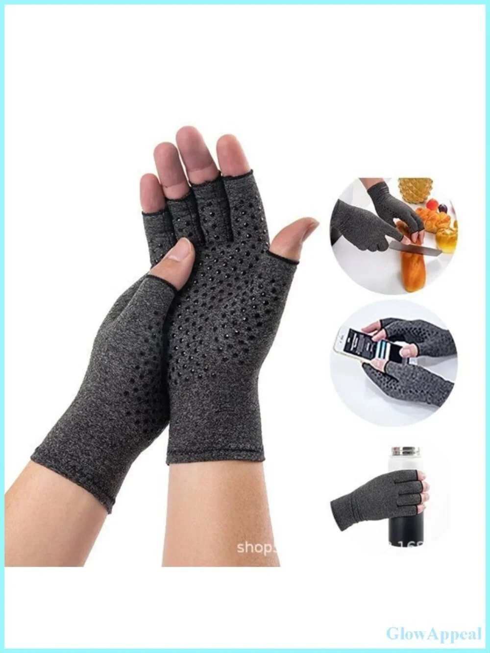 Compression Gloves for Arthritis, Cotton Spandex, Open Fingertip, Pain Relief